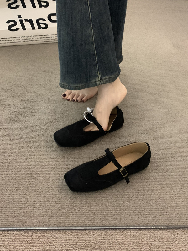 法式复古绒面摩卡棕玛丽珍单鞋女鞋子2025春秋新款晚晚低跟勃肯鞋|undefined