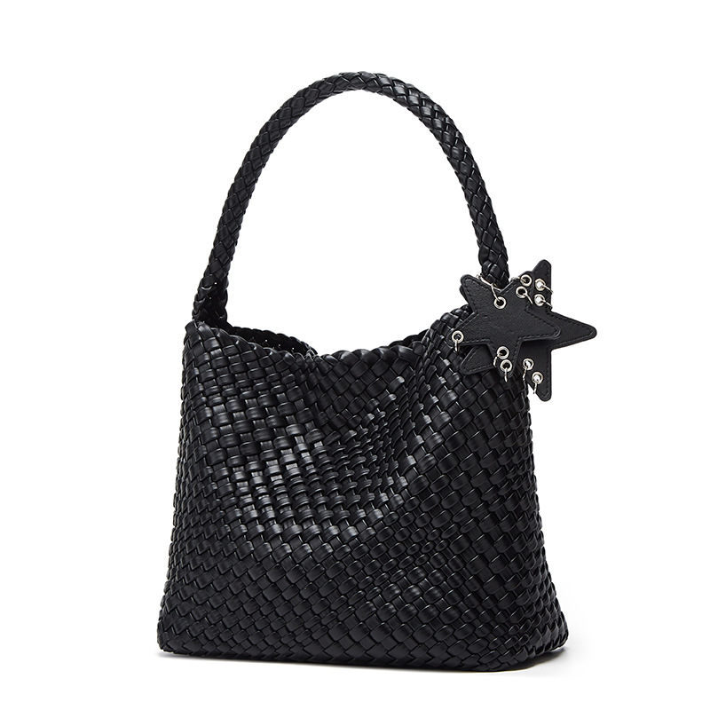 Handwoven Large Capacity Bucket Underarm For Women, High-end Commuter Handbag, Shoulder Fashion Versatile Tote Bag_voghion.com