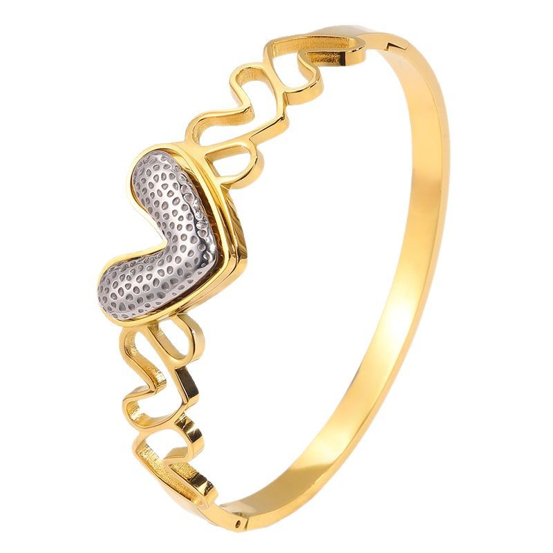 Pulsera de Acero de Titanio, Estilo Europeo y Americano, Lujo Ligero, Diseño de Corazón Hueco con Meteorito, No se Destiñe, Pulsera de Piedra Coral en Forma de V para Mujer image 6