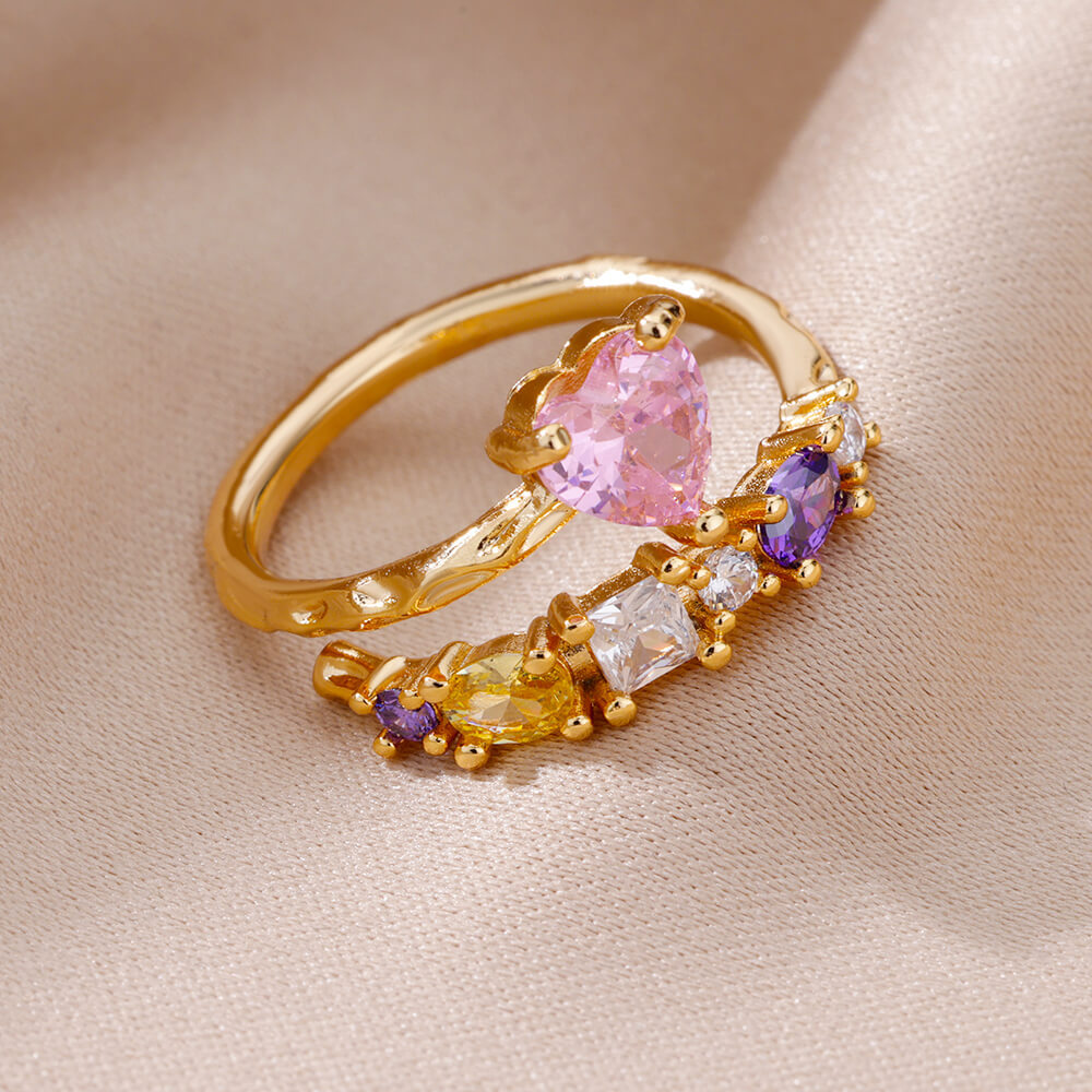 10g Weight Zircon Inlay Material Rings Classification Adjustable Ring Size 1 Piece Quantity Daily Occasion Copper Material Irregular, Heart Shape Pattern All Seasons Season Women's Gender Plating Design Elegant, Simple Style Style Wholesale Jewelry Elegant Simple Style Irregular Heart Shape Copper Zircon Plating Rings 4