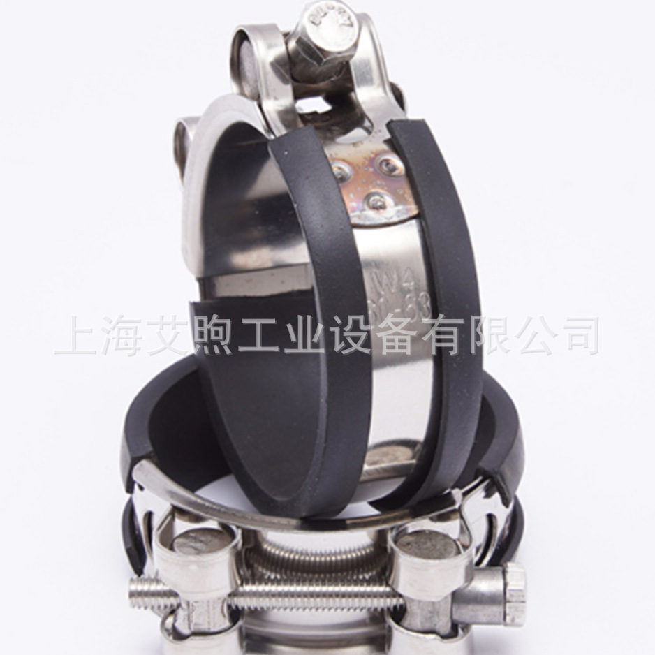 胶条双头螺固定卡箍 304不锈钢管夹橡胶绝缘电缆线抱箍