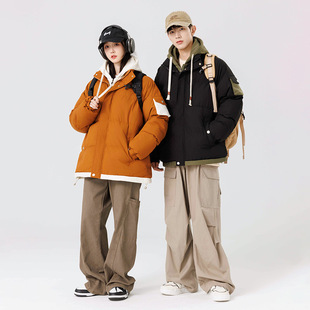 28199 Explosions Fake Two-piece Hooded Down Cotton-padded Clothes Men's Graphene Cotton-padded Jacket Teenagers Thickened Coat Trendy Brand