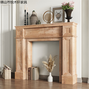 American Solid Wood Retro B&B Fireplace Decorative Cabinet French European Style Simple Fireplace Shelf Wedding Photography Props