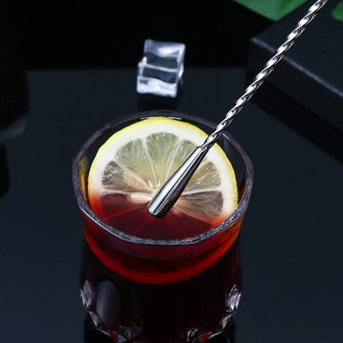 304 stainless steel water drop bar spoon, fine thread bar spoon, cocktail long handle stirring stick, long bar spoon, milk tea mixing spoon