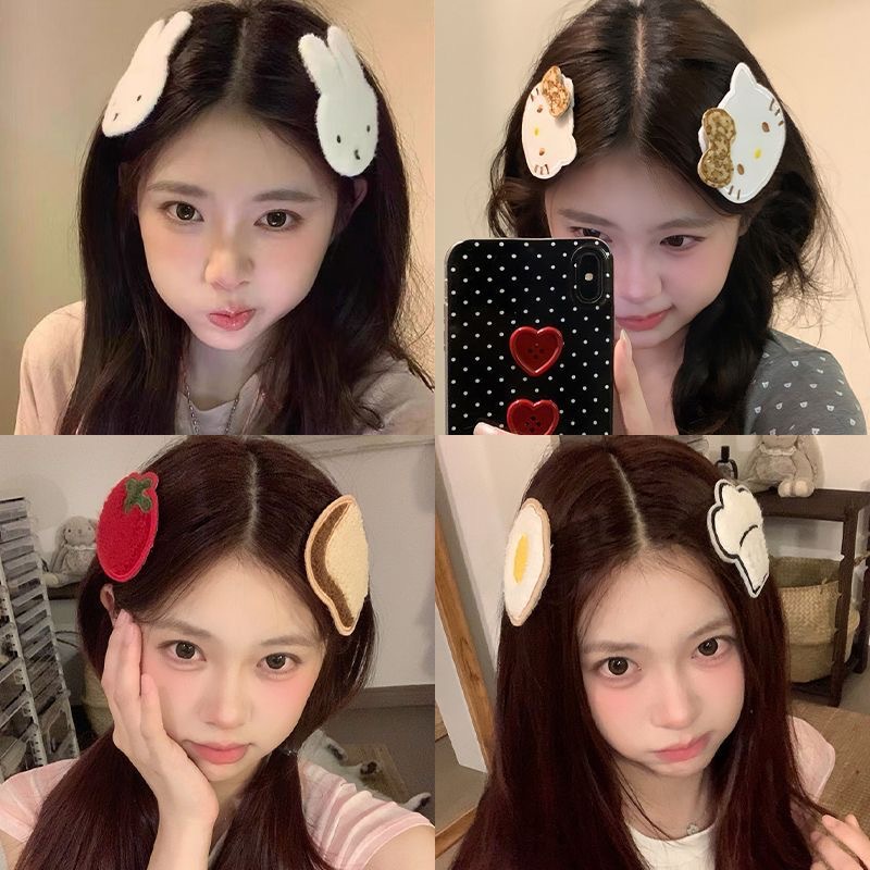 Cute Cartoon Fun Egg and Tomato Magic Tape Hair Styling Tool, No-Trace Hair Clip, Bangs Sticker, Hairpin for Women