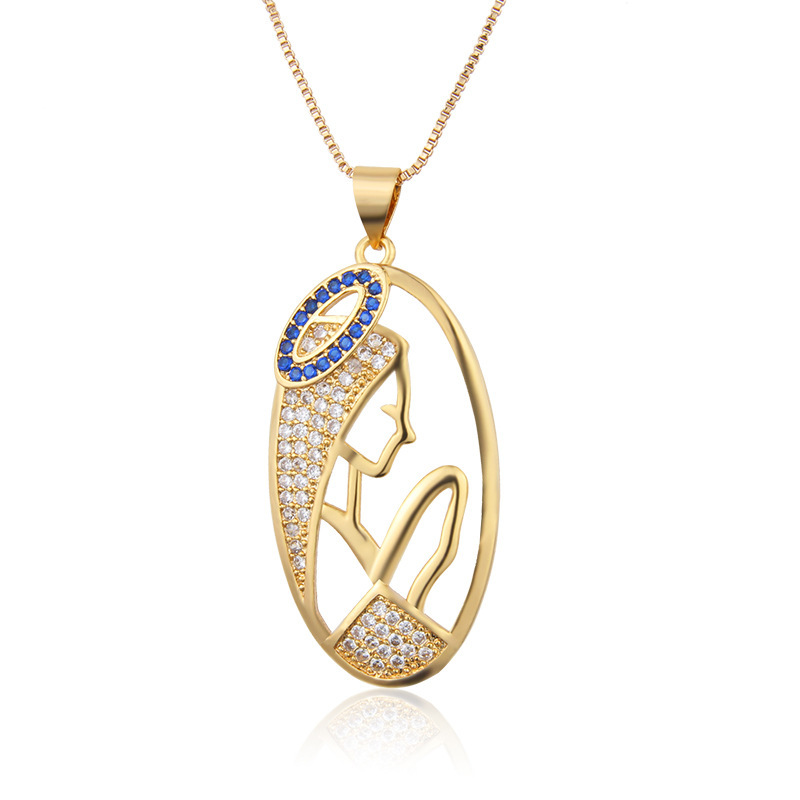 Fashion Oval Hollow Copper Plated 18k Gold Zircon Necklace Wholesale Nihaojewelry display picture 6