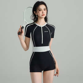 泳衣女连体2025新款大码显瘦平角竞速保守学生游泳馆温泉运动泳装