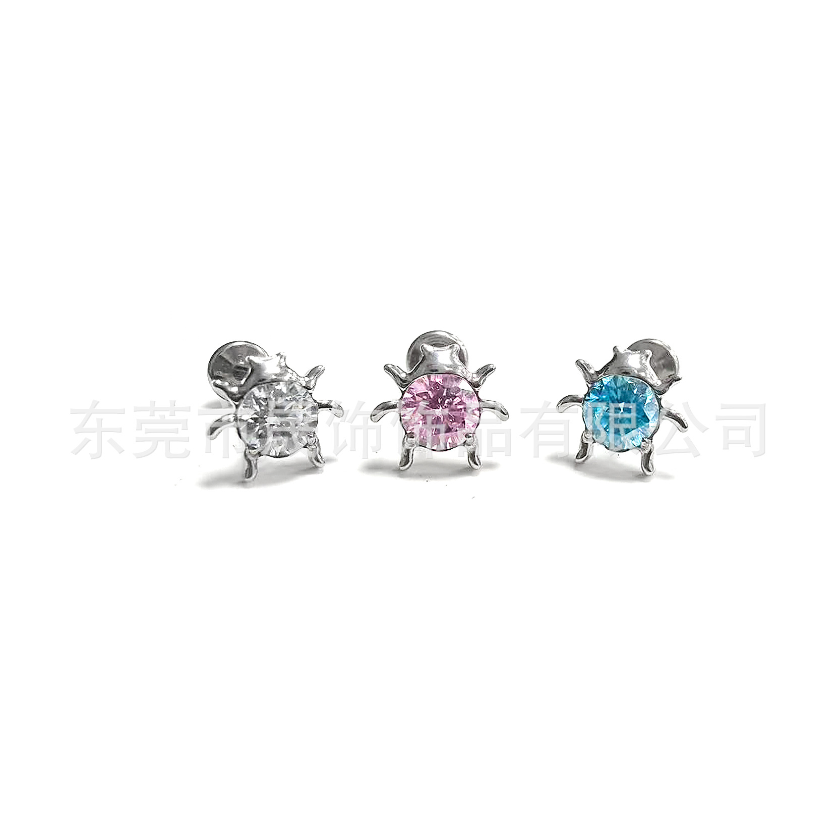 F136 Titanium Alloy 七 Star 瓢虫 Ear Stud Studded 5A Cubic Zirconia Helix Cartilage Stud G23 Titanium Internal Thread Labret Stud Piercing Jewelry