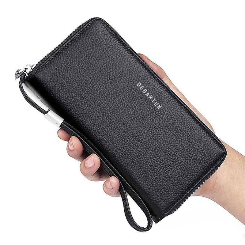 New Wallet Long Men's Business Fashion Clutch Bag Young Students Litchi Pattern Mobile Phone Wallet Hot Sale