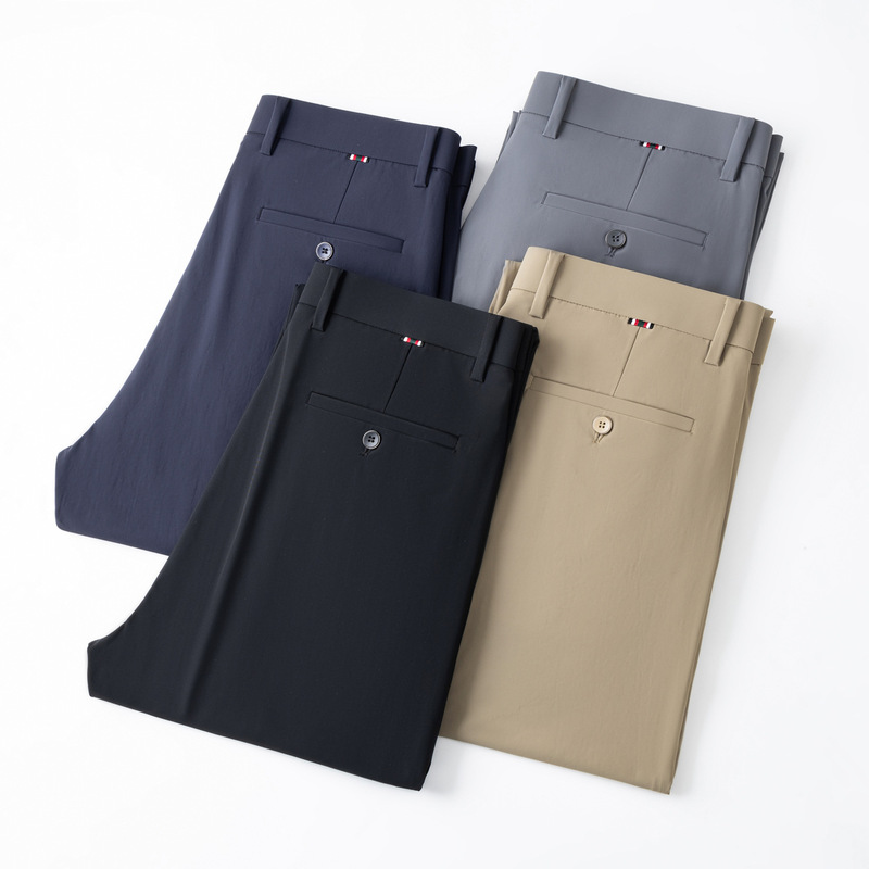 Nylon-Thin Casual Pants, High-End Men's Comfortable Loose-Fitting Stretch Business Pants, Wrinkle-Free Trousers, Wholesale