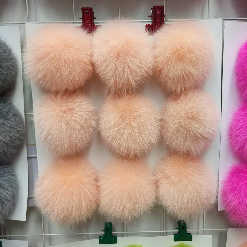 En stock 8-9cm de piel de zorro real Bola de piel accesorios de Ropa Accesorios de bricolaje bola de peluche colgante de la joyería