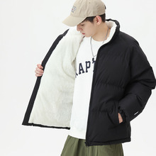 冬季羊羔绒面包服新款宽松男士加厚大码外套情侣加绒保暖棉服批发