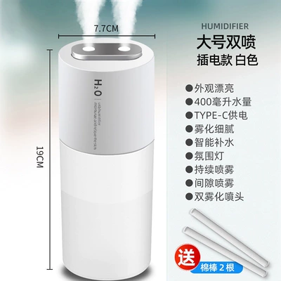 High-End Car Humidifier, Car Hava təmizləyiciləri - white-plug-in-model-no-battery-dual-spray-nozzle-warm-night-light