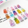 Resin, small realistic accessory with accessories, two-color earrings, necklace, pendant, handmade, gradient, with little bears