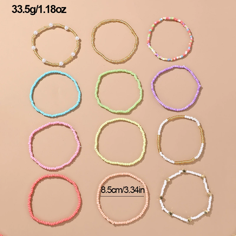 Комплект anklet (браслет на щиколотку) в пляжном бохо-европейском стиле, многоцветные бисерные цепи (разноцветные)