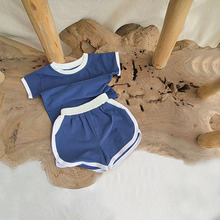 韩版ins童装夏季棉婴童套装舒适运动短袖短裤休闲百搭洋气套装
