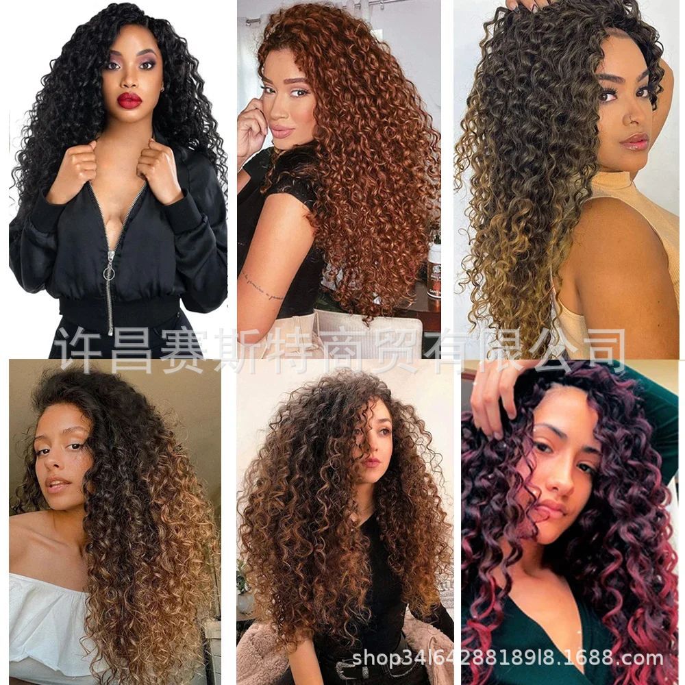 Transfronterizos Europeos y estadounidenses calientes pelucas trenzas sucias GoGo Curl Crochet Hair pequeño rollo de agua ondulada crochet