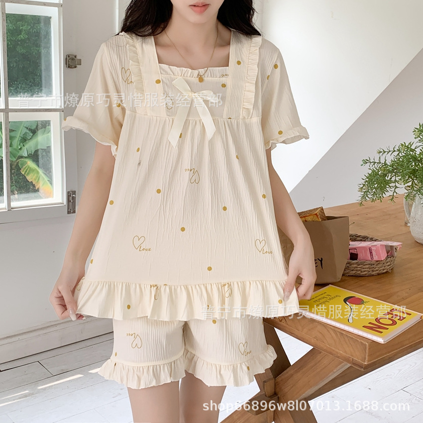 Princess Wind Pijamas verano 2024 nuevo estilo puro deseo de estilo medio largo in-hinge pijama ropa doméstica mujer