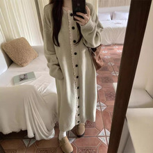 森女系复古毛衣连衣裙女2024年秋冬新款长款打底针织开衫连衣裙女