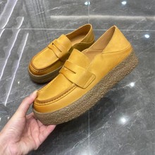 男士真皮豆豆鞋一脚蹬懒人乐福鞋欧洲站潮流百搭厚底轻便休闲鞋男