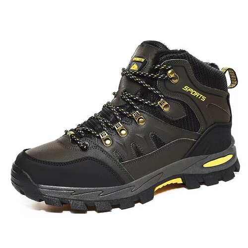 Autumn/Winter Couple Outdoor Hiking Shoes with Mid-sole for Travel, Fleece Lined Warm Casual Sports Shoes for Men and Women, Large Size