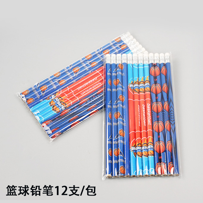 Lápices de fútbol para estudiantes de primer grado escritura hb lápiz con borradores creativos de fútbol infantil baloncesto lápiz borradores