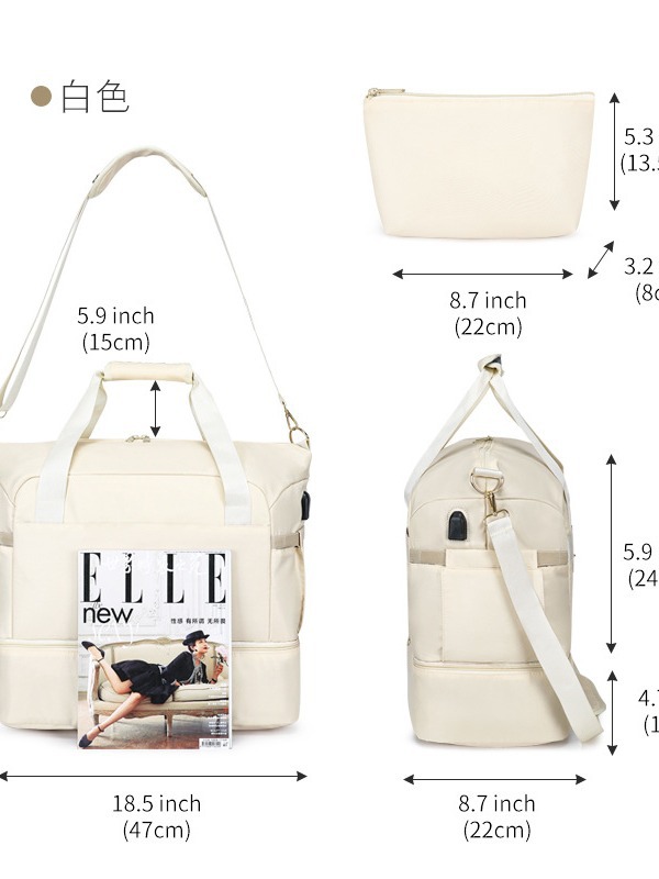 Bolsa de viaje inclinada de gran capacidad de almacenamiento de zapatos independiente separación seca y húmeda bolsa de equipaje gruesa tela de nylon bolsa madre mayorista