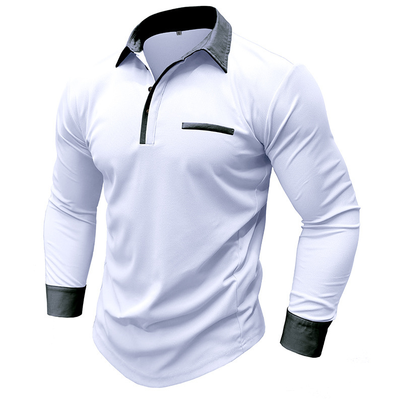 Camisa de polo de manga larga con solapa para hombre transfronterizo de Amazon