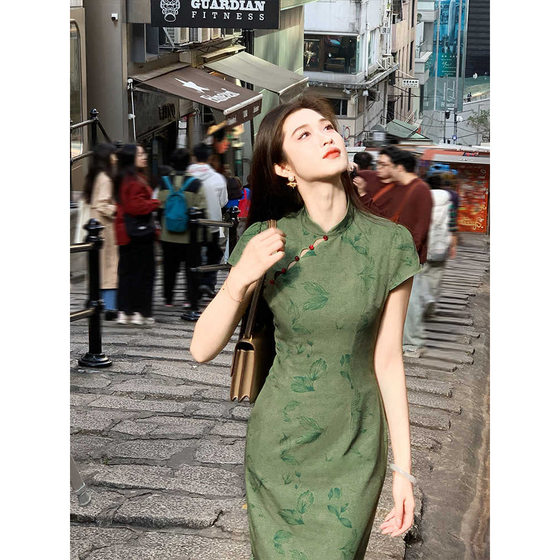 Danqing New Chinese-style Floral Improved Cheongsam Women's 2025 New Early Spring Hollow-out Split Waist dress