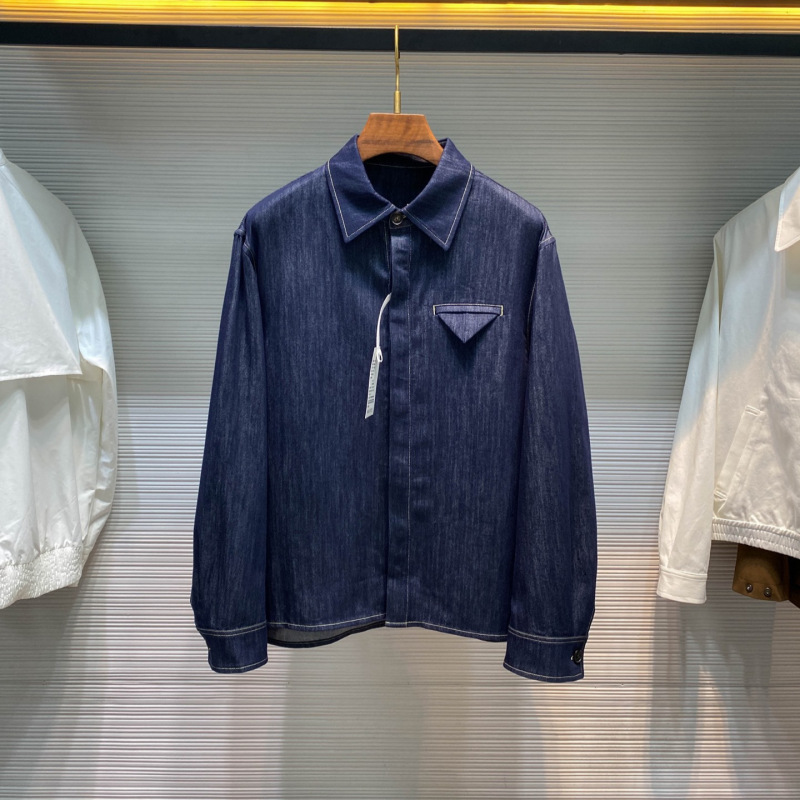 【Bv Edition】Weaving Experts! Tencel Cotton Blend Spring and Autumn Men's Denim Shirt-Style Jacket with Turn-Down Collar