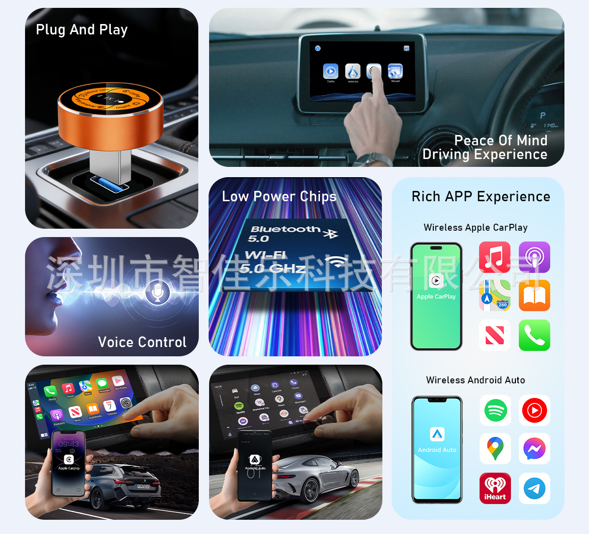 Cross-Border Best-Selling Four-In-One Wireless Carplay Box for Android and Apple, Android Mirroring Screen Projection, In-Car Smart Device