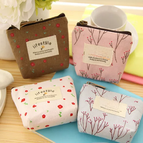Korean fashion small fresh floral coin purse pastoral floral canvas small change bag key bag factory wholesale
