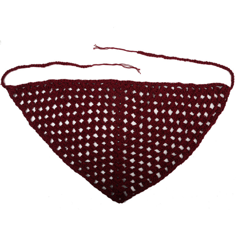 Francia cereza toallas triangulares mujeres primavera y otoño viajes padres-hijos gancho de punto flores hueco pañuelo de arte correa de pelo gorro