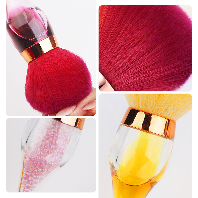 Nuevo cepillo de polvo de manicura transfronterizo tipo reloj de arena cepillo de limpieza de pelo suave herramientas de maquillaje de polvo de limpieza