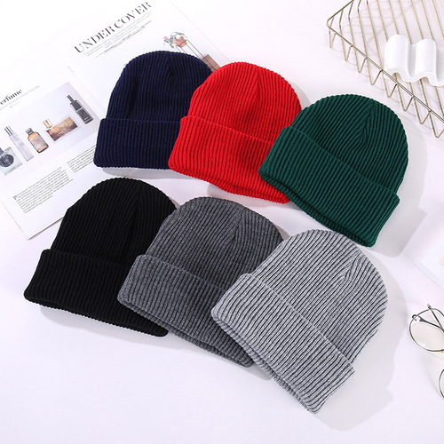 AliExpress autumn and winter melon skin hat hip-hop woolen hat men and women beanie hat landowner hat Baotou knitted hat solid color cold hat