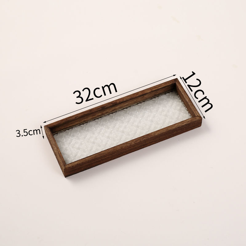 Retro begonia bandeja de flores rectangular bandeja de té casera de madera para bocadillos de té taza bandeja de té bandeja de vidrio