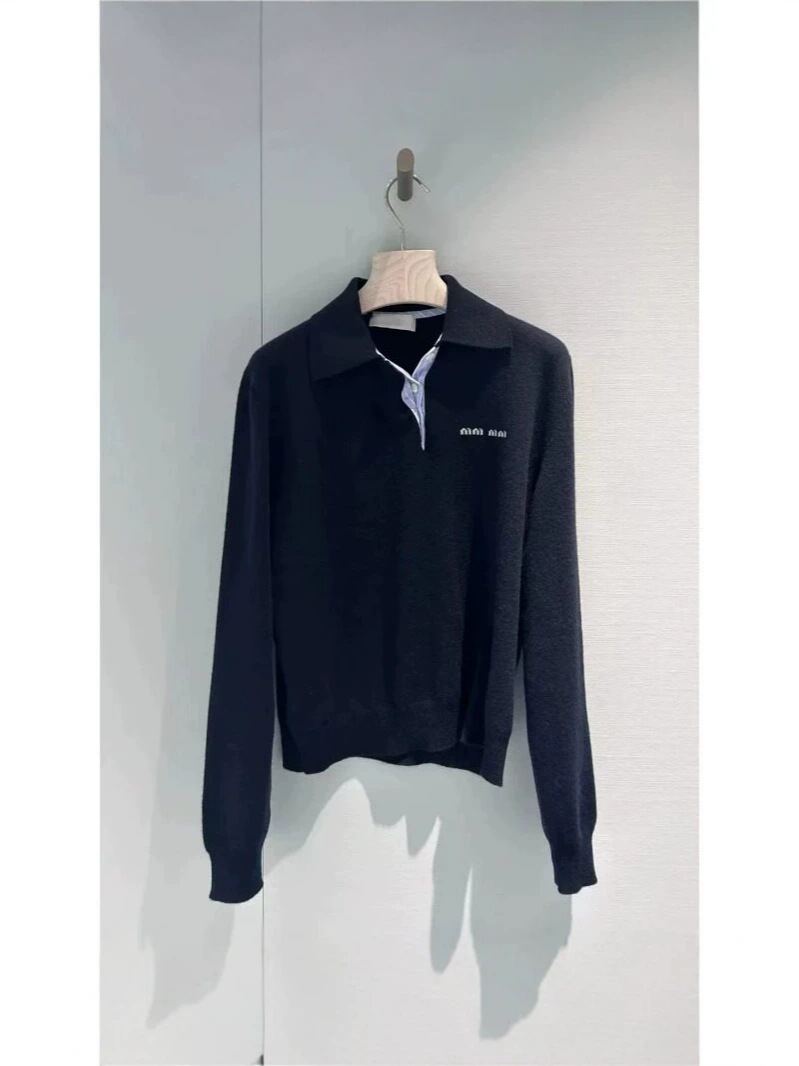 Nanyou mm's High-End Custom 26 Early Spring New Style Letter Logo Intarsia Turn-Down Collar Cashmere Polo Shirt Long-Sleeve Knitwear