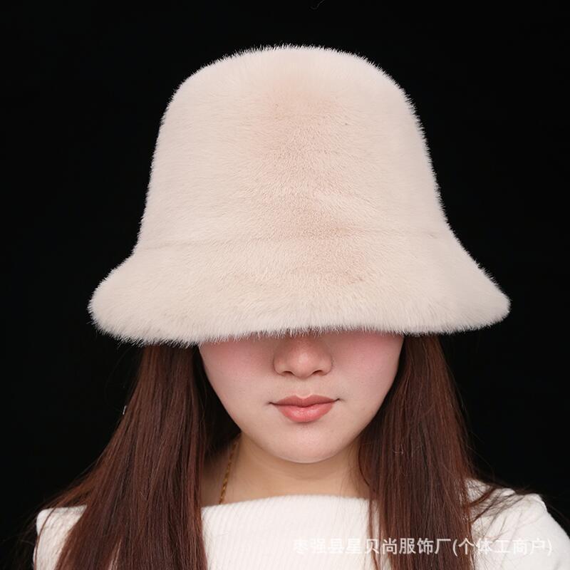 漁師帽女性用越境卸売人気商品イミテーションミンクファー大頭囲秋冬厚手保温フリース帽子|undefined