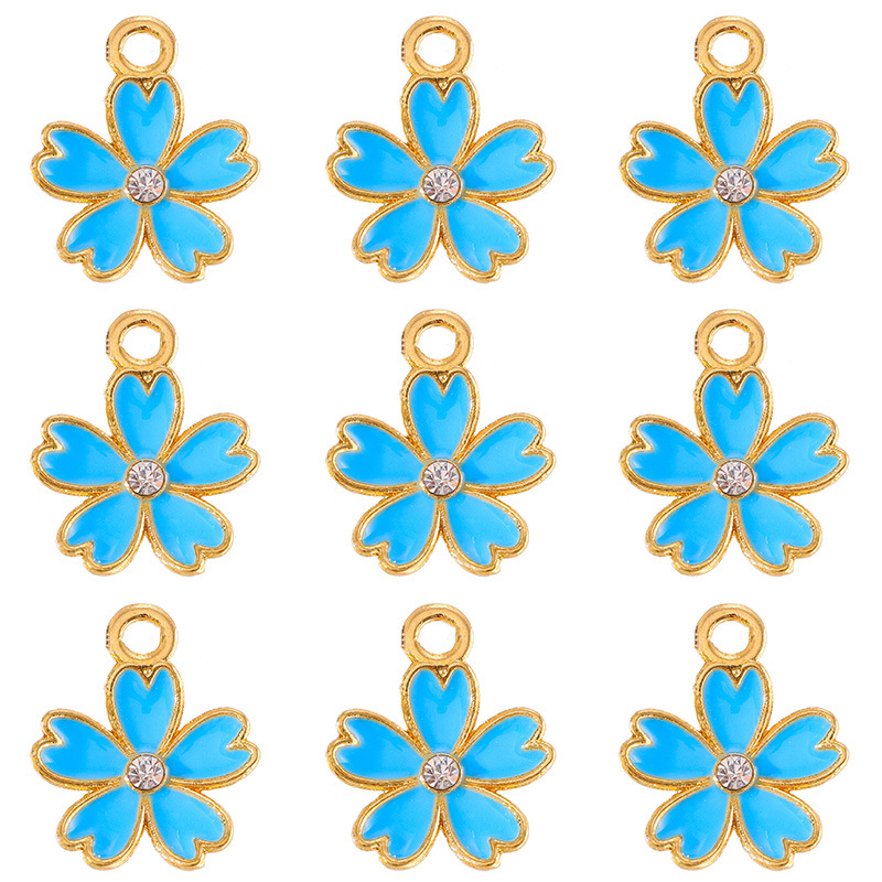 DIY Jewelry Accessories Classification 20 PCS/Package 14 * 17mm Alloy Rhinestones Flower Polished Pendant