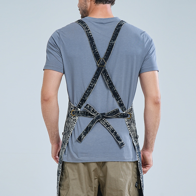 Fronteriza agua lavable denim delantal logotipo personalizado pintura barbero ropa de trabajo electricista delantal carpintería fábrica al por mayor