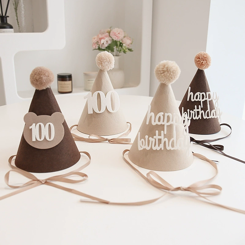 Ins стильная шляпа на день рождения с молочным чаем для детей, головной убор в корейском стиле, фетровая праздничная шляпа, реквизит для фотосессии, украшение