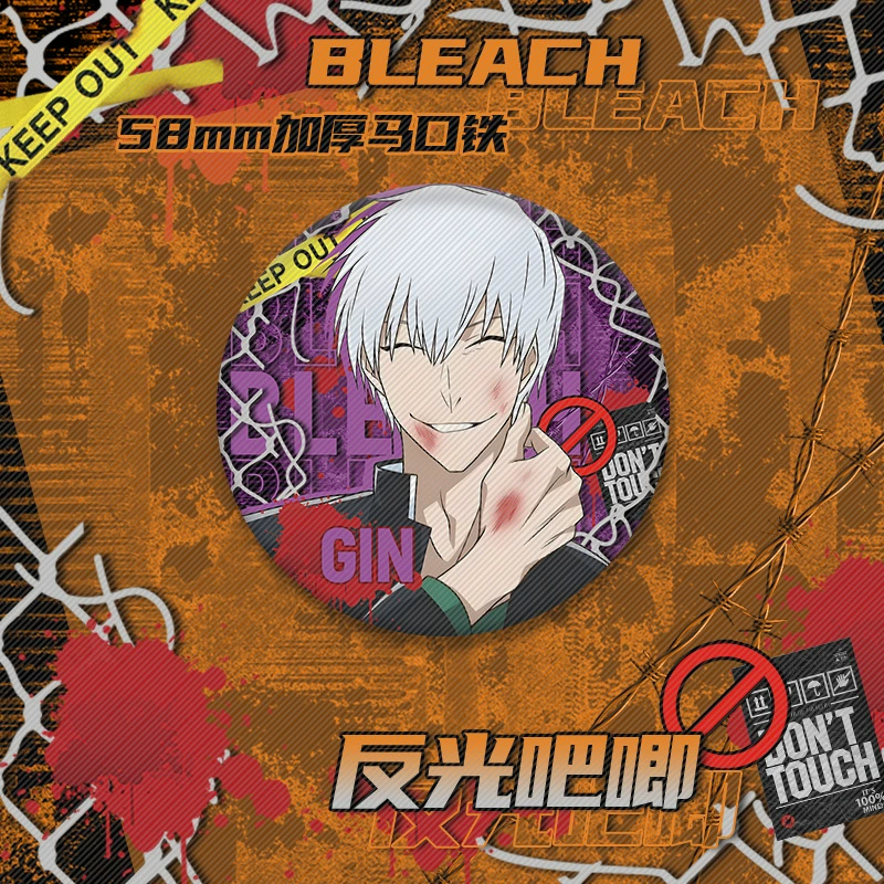 Бейдж-подвеска (Bleach) Куросаки Ичиго 58 мм светоотражающая аниме-булавка, HD печать