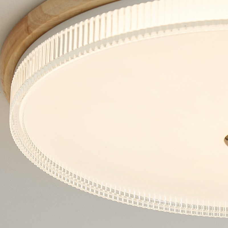 Lámpara de techo de dormitorio medieval, color nogal, estilo americano retro wabi-ji, protección para los ojos redonda minimalista, lámpara de habitación de libro súper brillante