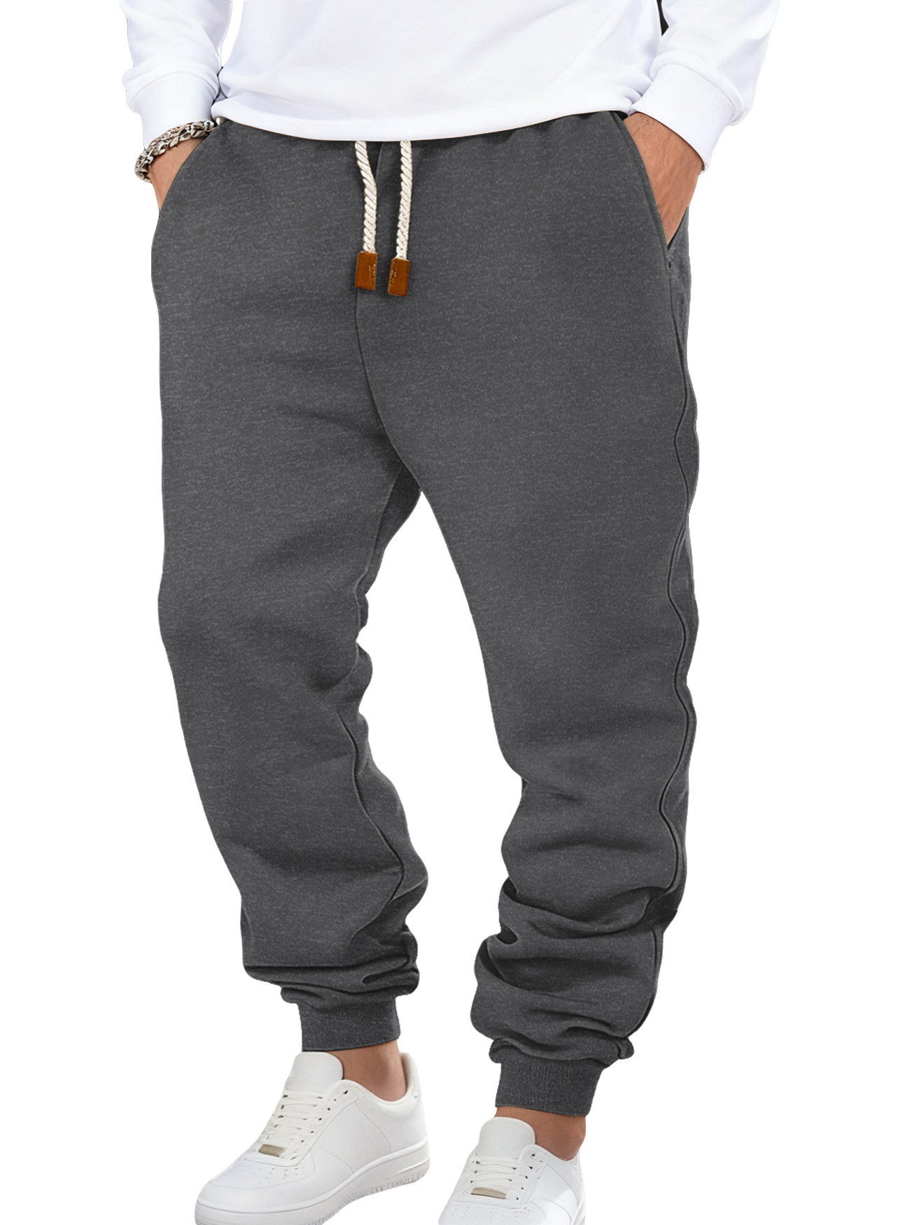 Monochrome Man- Clothing Men's Spring Autumn Solid Color Trendy Sports Casual Sweatpants European And American Loose_viptrois.com