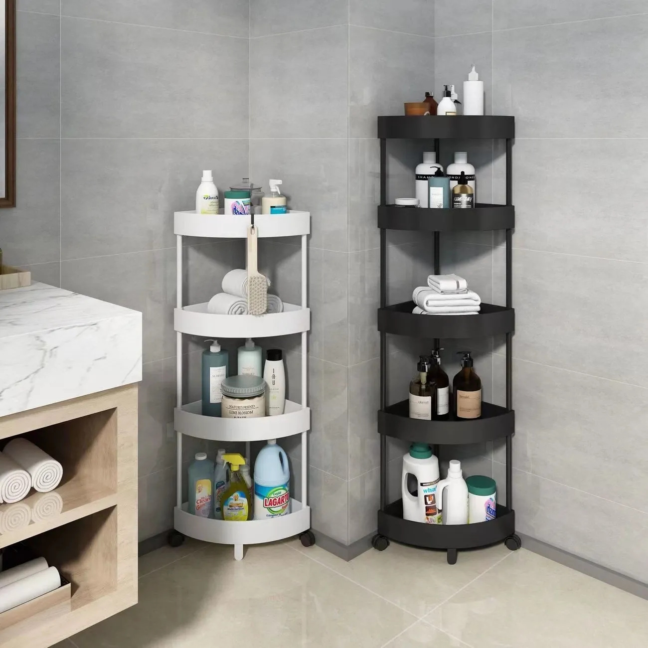 Nuevo estante de almacenamiento triangular sala de estar doméstica tipo piso juguetes de cabecera de cama plegable dormitorio estante de almacenamiento multicapa móvil
