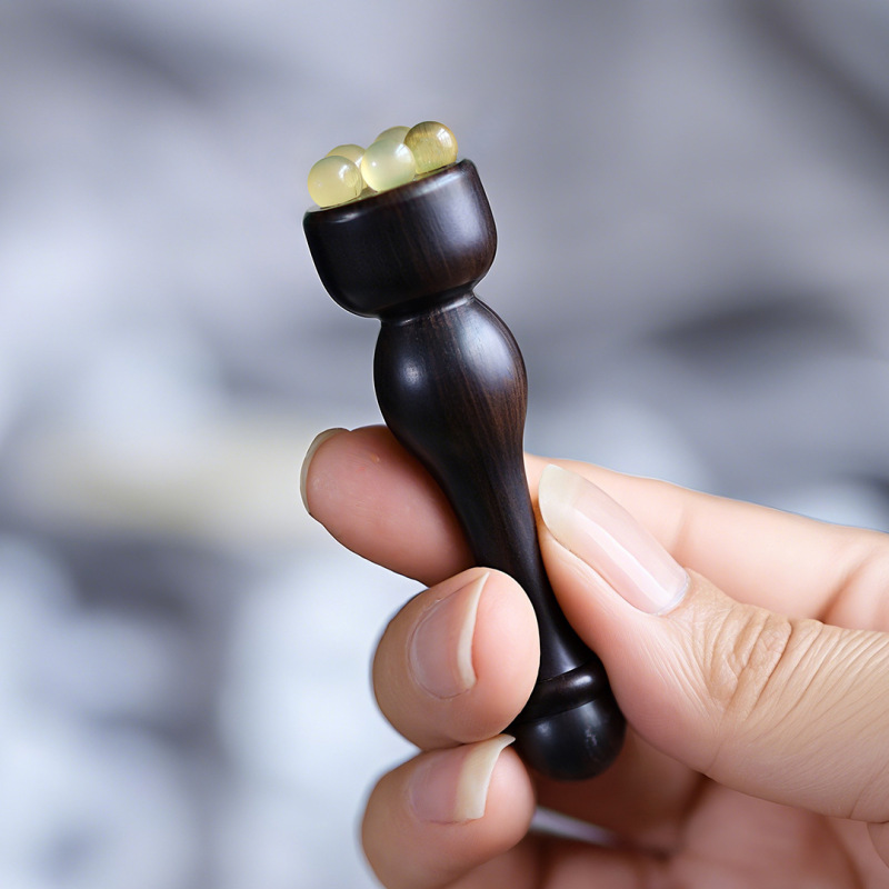 紫光檀小莲蓬面部按摩器脸部美容眼部拨筋棒点穴护肤工具实木无漆|undefined