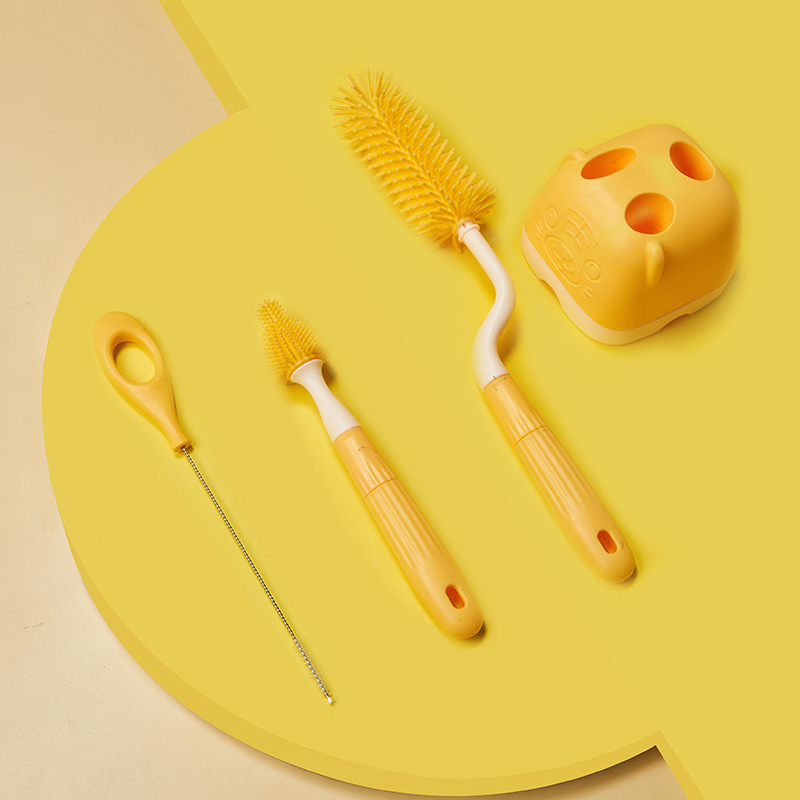 Botella de leche amarilla cepillo de 4 piezas) ☆