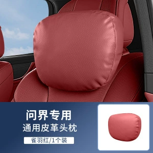 Headrest — Pillow - aito-m7m5-punched-anti-fouling-nappa-leather-sparrow-feather-red-headrest-x-1-no-specifications