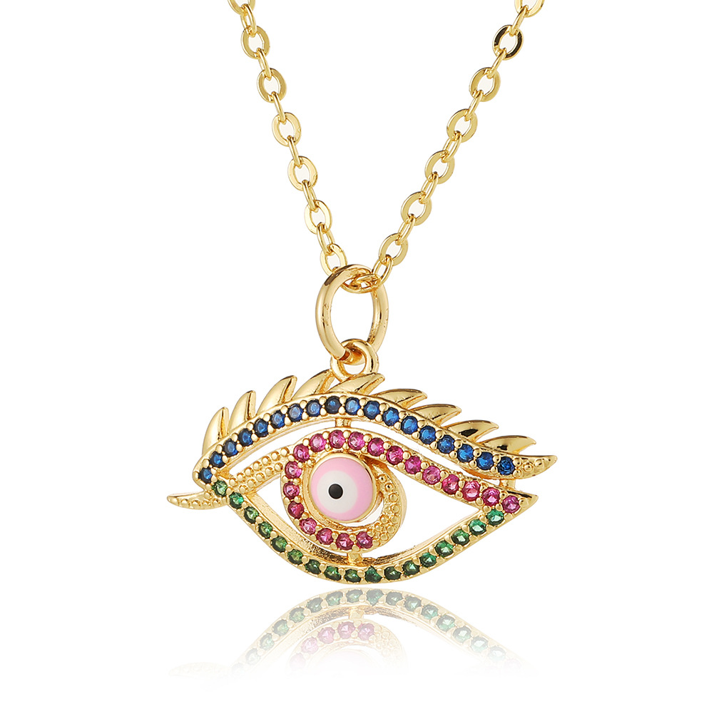 Fashion Devilu0027S Eye Copper Plating Chain Zircon Pendant Necklace 1 Piece