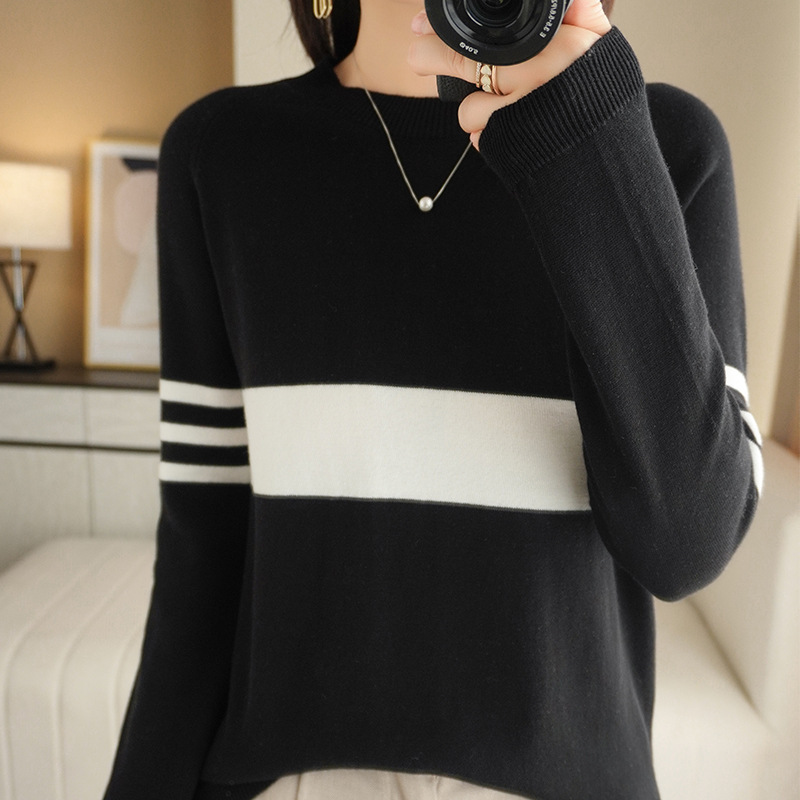 Autumn and winter sweater women pullover loose outer wear 2022 new semi-high collar short foreign style knitted base shirt